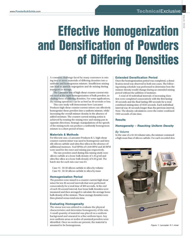 Effective Homogenization and Densification of Powders of Differing Densities Effective Homogenization and Densification of Powders of Differing Densities Thumbnail